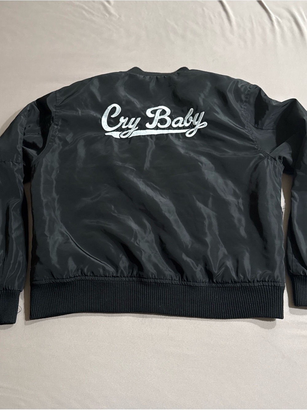 Johnny Depp Cry Baby Motorcycle Style Rocker Black Satin Jacket Pop Cycle Wmn M